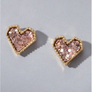 Pink Sparkly Foil Confetti Good Heart Earrings